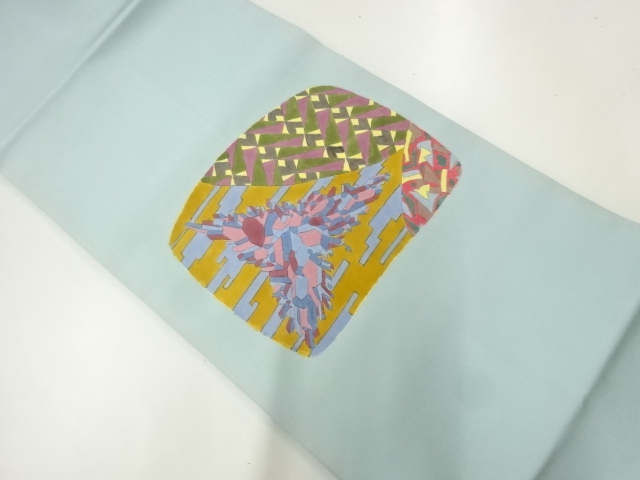 JAPANESE KIMONO / UNUSED NAGOYA OBI / SILK / SHOZE / ABSTRACT PATTERN